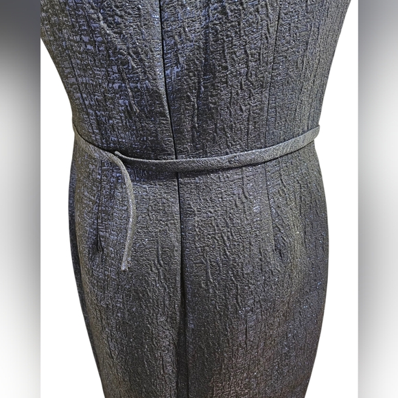 Teri Jon Sapphire Blue Jacquard Off Shoulder Column Gown - Picture 4 of 9